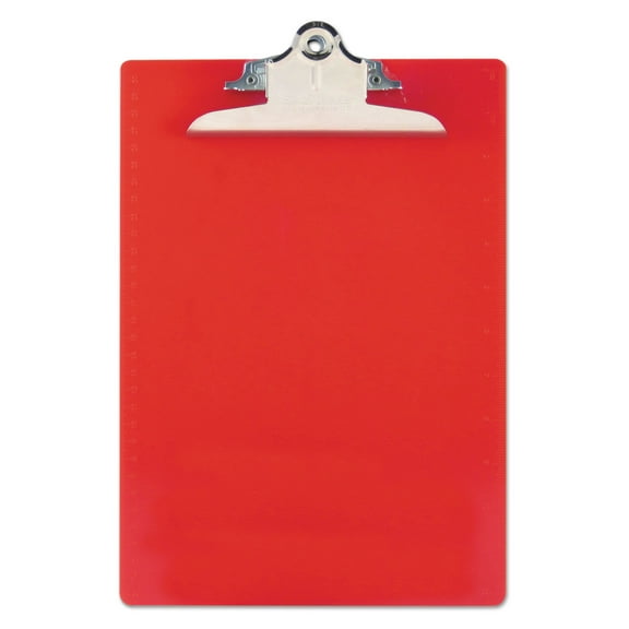 2Pc Saunders Recycled Plastic Clipboard with Ruler Edge 1" Clip Capacity, Holds 8.5 x 11 Sheets, Red