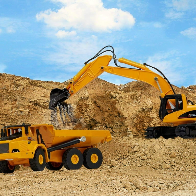Top Race Construction Truck and Excavator Toy Set 2 Diecast Metal Vehicle Toys for Kids 8