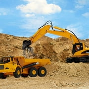 Top Race Construction Truck and Excavator Toy Set - 2 Diecast Metal Vehicle Toys for Kids 8+