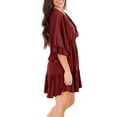thumbnail image 3 of Half Sleeve Deep V-Neck Women Elastic Waist Dress Flared High Waist Mini Dress, 3 of 3