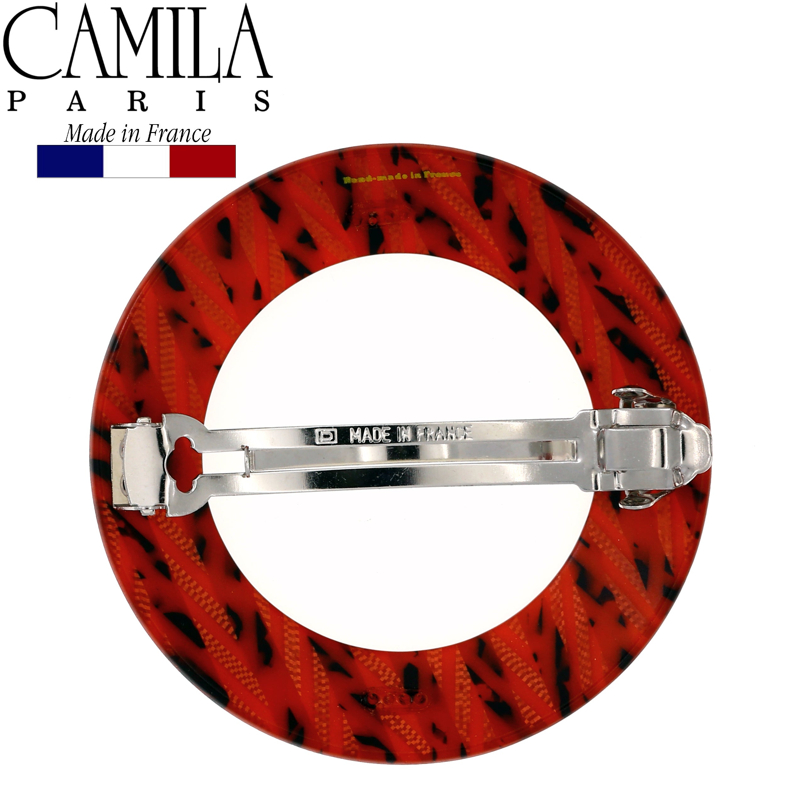 Camila Paris CP3257 French Hair Barrette Clip for Girls, Round Handmade Blue, Strong Hold Grip Hair Clips for Women, No Slip and Durable Styling Girls Hair Accessories, Made in France