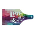 thumbnail image 2 of Live Laugh Love Cutting Board, Geometric Colorful Backdrop Polygonal Mosaic Happiness Words Typography, Tempered Glass Cutting and Serving Board, Wine Bottle Shape, Multicolor, by Ambesonne, 2 of 5