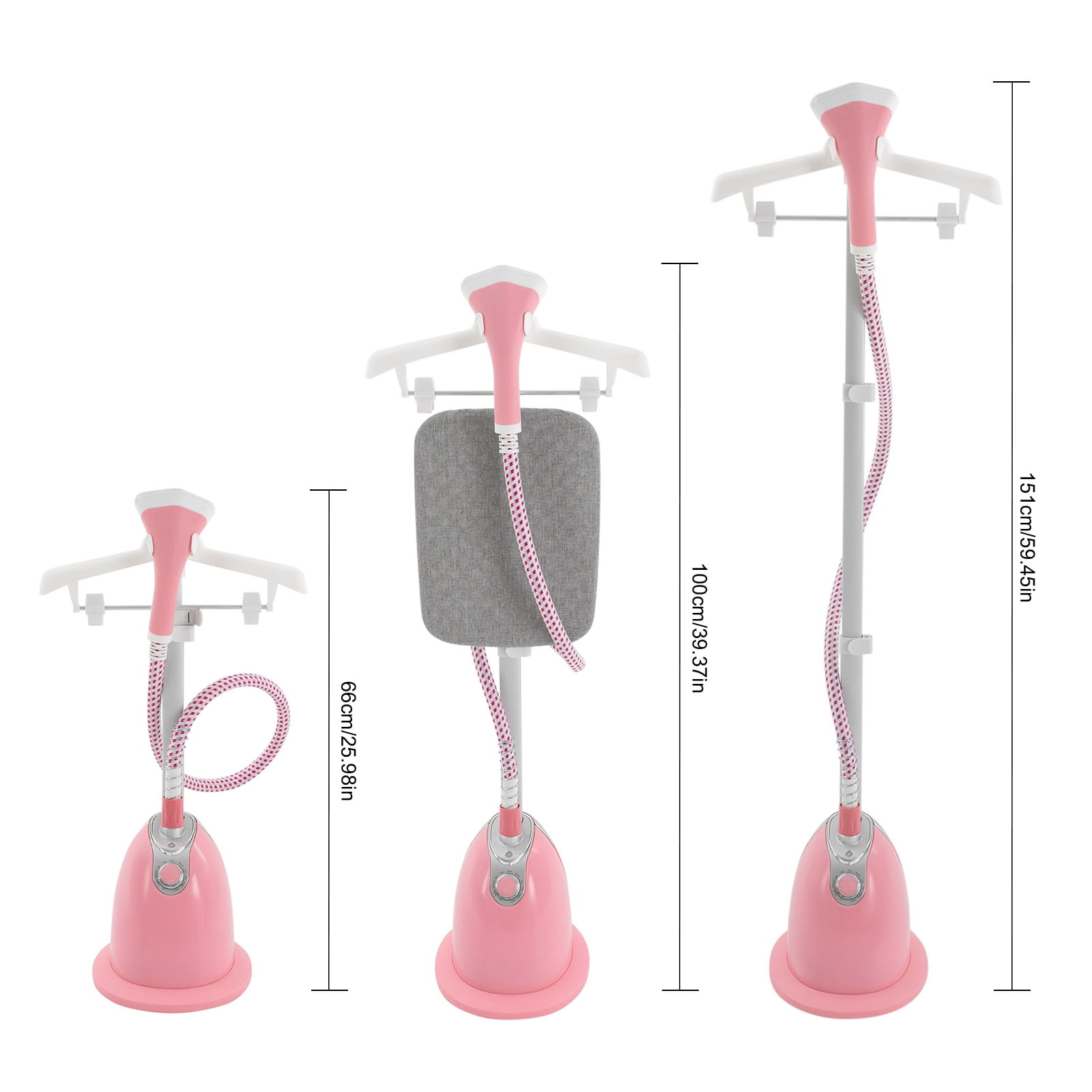 1 PCS 1350W Pink Standing Steamer for Clothes, Professional Garment Steamer with Ironing Board, Steaming Wrinkle Remover, Adjustable Height