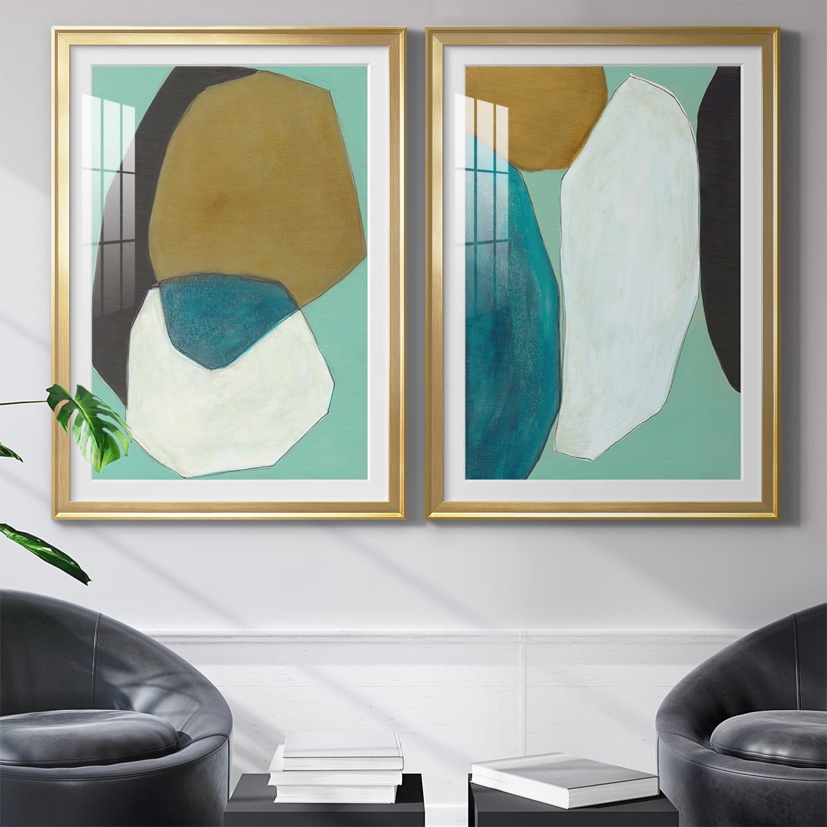 Wexford Home Boulder I Premium Framed Print, 30.5" x 42.5" - Ready to Hang, Gold (Set of 2)