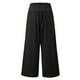 thumbnail image 5 of Pantalones de color sólido para mujer Pantalones de pierna ancha Botón de cintura alta Bolsillo MABOTO Pantalones de color liso, 5 of 7