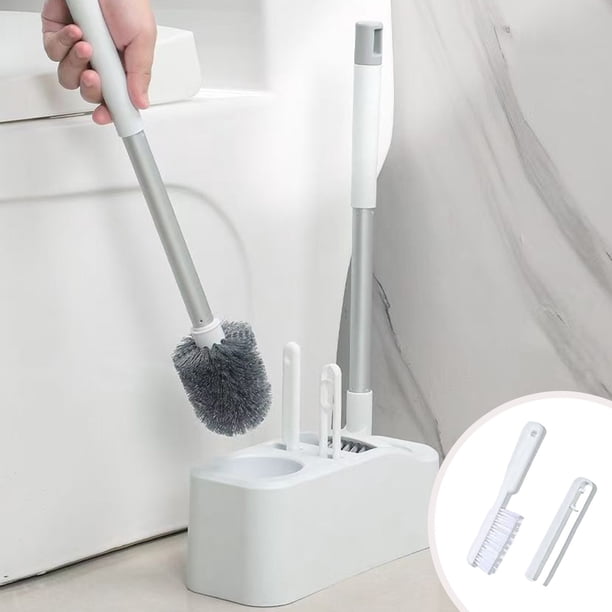 Juego de cepillos de baño, montado en la pared, baño del hogar, limpieza de rincones muertos, cepillo de hendidura del baño, horquilla