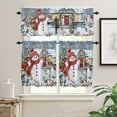 thumbnail image 2 of Christmas Snowman Kitchen Curtains and Valances Set, Farmhouse Xmas Snowflake Tree Rod Pocket Window Valance 18 Inch Window Curtain Panels for Living Room Bedroom Laundry, 27.5x36in, 3 Pieces, 2 of 7