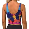 thumbnail image 3 of Xecao Beach with Palm Trees for Sports Bra with Removable Pads, Crop Tank Top Design, Women's Longline Sports Bra - Non-Wired - Medium, 3 of 9