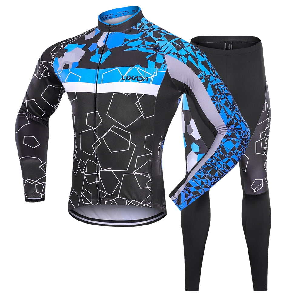Men's Cycling Jersey Set Biking Shirts Bike Clothing Long Sleeve Bicycle Pants Riding Tigths with 20D Gel Padded 