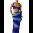 thumbnail image 1 of Conjunto de 2 Piezas para Mujer, Sexy, , de Verano, con Top Fruncido y Espalda Descubierta, y Falda con Aberturas, Vestido de Noche. Azul M, 1 of 9