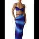 thumbnail image 1 of Conjunto de 2 Piezas para Mujer, Sexy, , de Verano, con Top Fruncido y Espalda Descubierta, y Falda con Aberturas, Vestido de Noche. Azul S, 1 of 9