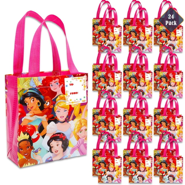 Set de bolsas para regalo de fiesta con princesas de Disney, paquete de 24 para niños