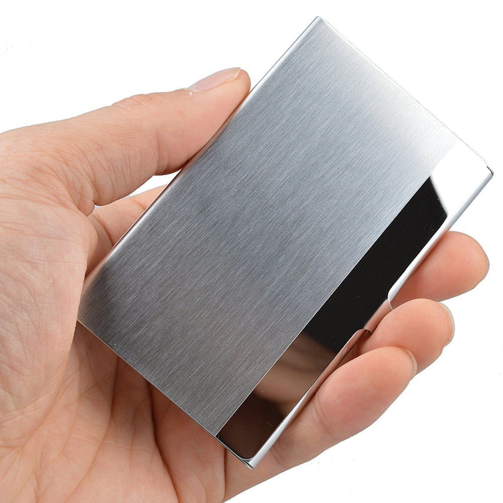 Stainless Steel Pocket Business Name Credit ID Card Holder Metal Box AHS 