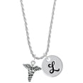 thumbnail image 1 of Delight Jewelry Silvertone Caduceus Silvertone Script Initial Disc - L - Charm Necklace, 20"+3", 1 of 4