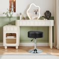 thumbnail image 5 of Black Vanity Stool, Big Size Round Leather Vanity Chair for Living Room, Coffee Table, Modern Accent Stools, 360°Swivel Makeup Ottoman Foot Rest, 5 of 14