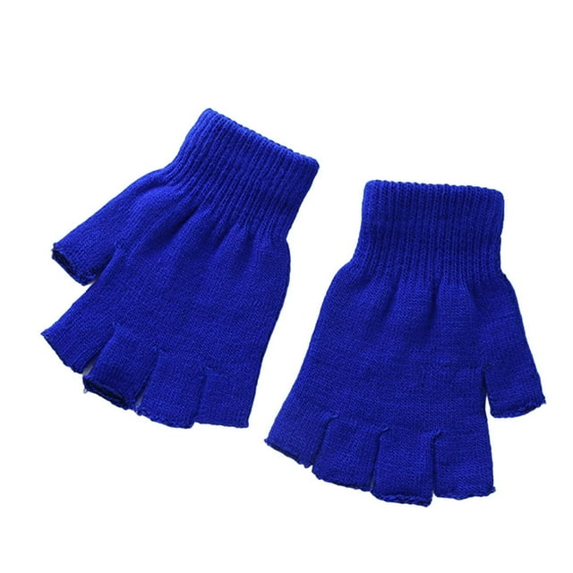 1 Pair Half-finger Gloves High Elastic Comfortable Lint Free Anti-slip Windproof Winter Gloves for Riding