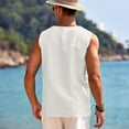 thumbnail image 5 of HAOMEILI Men's Cotton Linen Tank Top Shirts Casual Sleeveless Lace Up Beach Hippie Tops Bohemian Renaissance Pirate Tunic, 5 of 7