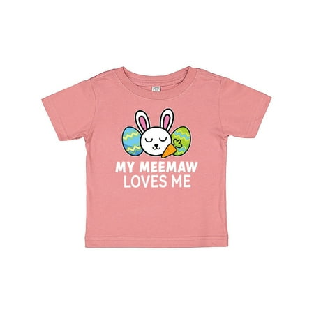 

Inktastic My Meemaw Loves Me with Bunny and Easter Eggs Gift Baby Boy or Baby Girl T-Shirt