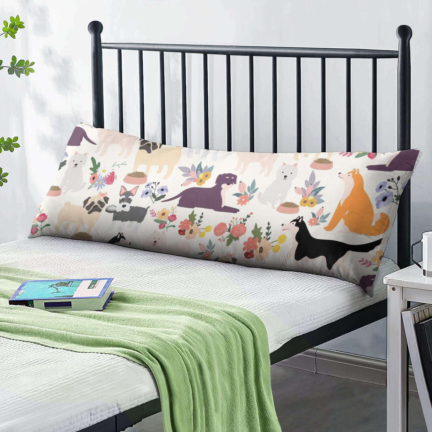 Adorable Animal Paw Body Pillow Cover 20x54 - Machine Washable - Abstract Art