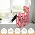 thumbnail image 5 of Cloak Hooded Blankets Pink Strawberry Wearable Blanket for Adults Kids for Bed Sofa Bedding, 5 of 6