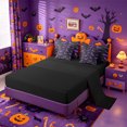 thumbnail image 3 of Homewish Gothic Halloween Bat 7-Piece Twin Bedding,Purple Silhouette Print Bedding Comforter Set,Black Violet,Black Reversible, 3 of 8