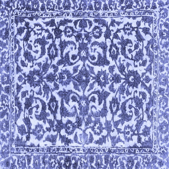 Ahgly Company Machine Washable Indoor Square Abstract Blue Modern Area Rugs, 3' Square