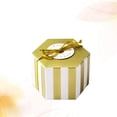 thumbnail image 2 of Caja de dulces hexagonal de papel kraft, 50 unidades, para guardar dulces, regalo, mini azucarero para fiestas (raya, hilo dorado), 2 of 8