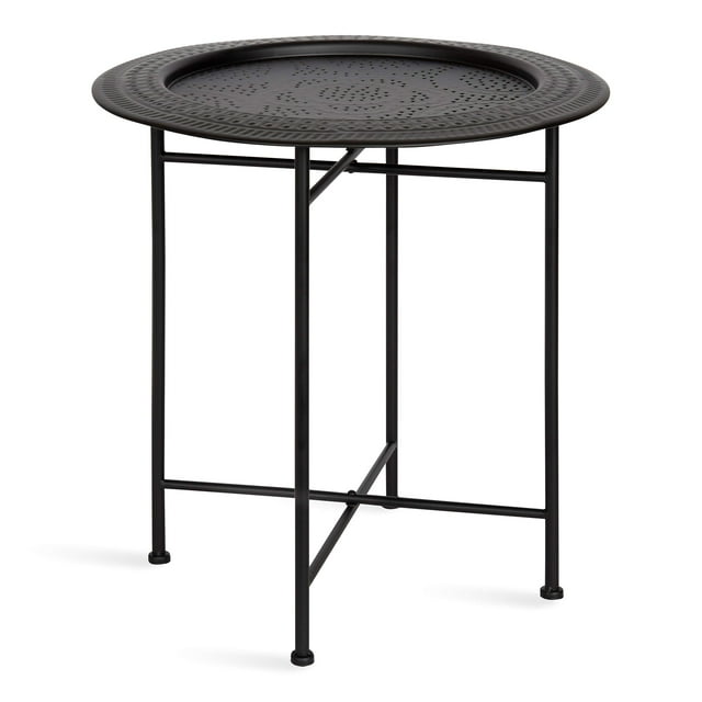 Kate and Laurel Table d'Appoint Moderne Razza, 19 x 19 x 20, Noire, Table d'Appoint Ronde en Métal pour le Stockage et l'Affichage