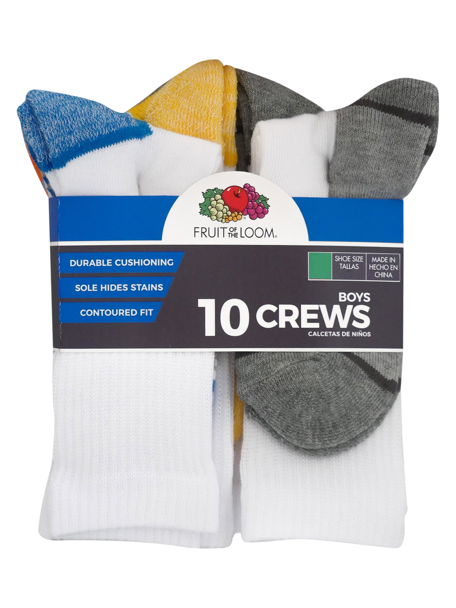 Fruit Of The Loom Boys Crew Socks, 10 Pack