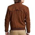 thumbnail image 2 of Men Real Suede Bomber Dark Tan Leather Jacket for him A292, 2 of 3