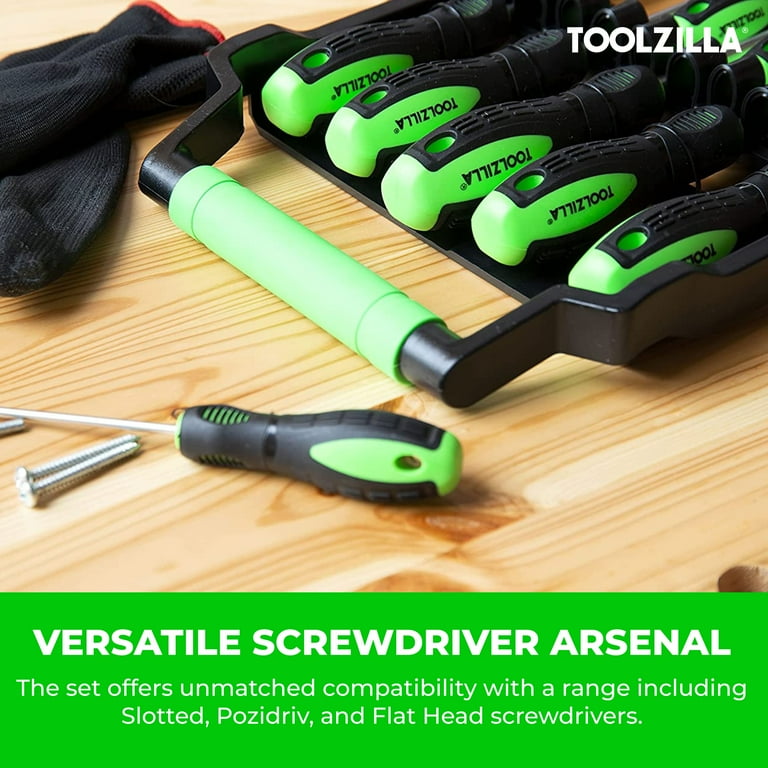 TOOLZILLA 9 Piece Magnetic Screwdriver Set with Flathead