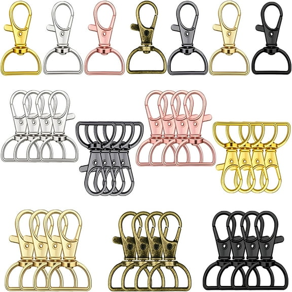 VANIDO 35 Pieces Swivel Clasps with D Rings Lanyard Snap Hooks Keychain Clip Hook Metal Lobster Claw Clasps for Lanyard Key Rings Crafting Purse Sewing Projects (Multiple Colors, 25 mm)