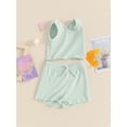 thumbnail image 5 of Caoirhny Toddler Girls Summer Shorts Sets Solid Color Sleeveless Tank Tops Ruffle Trim Shorts Sets, 5 of 9