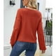 thumbnail image 4 of Suéter de mujer Prendas de punto de manga larga Cuello en U Top de punto Color puro para otoño invierno Naranja XL, 4 of 6