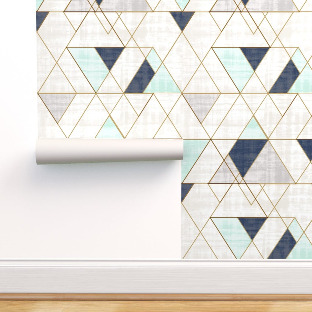 Removable Water-Activated Wallpaper Geometric Triangles Triangle Black White