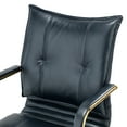 thumbnail image 6 of Vegan Leather Home Office Task Chair with Tufted Mid Back  Armrest Swivel Adjustable Study Room Navy, 6 of 11