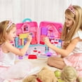 thumbnail image 6 of Mini Doll House - 2IN 1 Portable Dollhouse for Little Girl Toys, Play House Set with Light, Sound, Furniture & Accessories for 3-8, 6 of 7