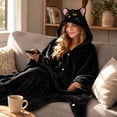 thumbnail image 2 of Halloween Wearable Blanket Cute Flannel Hoodie Shawl | Cartoon Animal Cozy Sofa Nap Wrap for Women 150x130cm Soft Oversized Loungewear Blanket with Hood Snap Button Closure(lxf), 2 of 7