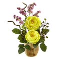 thumbnail image 1 of Nearly Natural 1447-YL Large Rose & Dancing Daisy in Wooden Pot, Yellow, 1 of 1