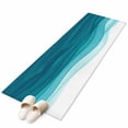 thumbnail image 2 of 2'x6' Rug Runners for Hallways Kitchen, Ombre Teal Waves Non Slip Entryway Beside Floor Carpet Runner, Abstract Art Gradient Modern Washable Laundry Room Bedroom Throw Rugs Mat for Family Pet, 2 of 8