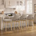 thumbnail image 2 of ReNest 27" Swivel Bar Stools, Upholstered Barstools with Wood Legs & Footrest, Counter Height Stools for Kitchen Island & Home Bar, Sand Fabric, Set of 4, 2 of 14