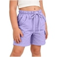 thumbnail image 3 of Aezemi Girls School Cargo Shorts, Bermuda Elastic Waist Straight Leg Hiking Outer Shorts, Lightweight Workout Summer Bottoms for Kids 5-6 Years, 3 of 8