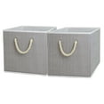 thumbnail image 2 of (2 pack) Better Homes & Gardens Fabric Cube Storage Bins (12.75" x 12.75"), Gray Stripe, 2 Pack, 2 of 7