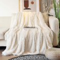 thumbnail image 1 of Blanket Super Soft Longhair Fluffy Fleece Rainbow Blanket Double Sided Faux Fur, 1 of 5