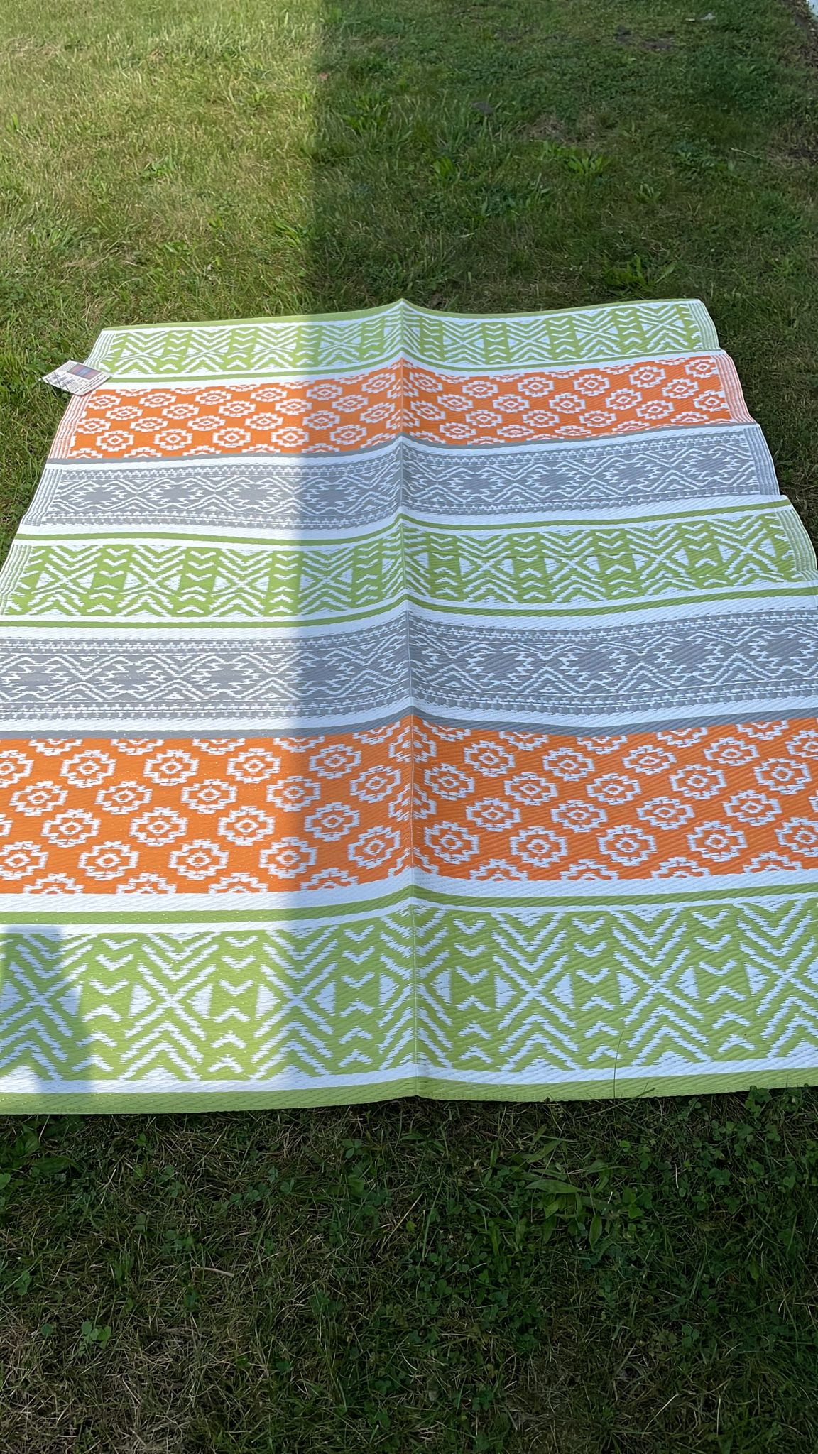 BalajeesUSA Large Patio Camping Picnic Outdoor Rug Mat 9x18 ft Green Orange Reversible Waterproof