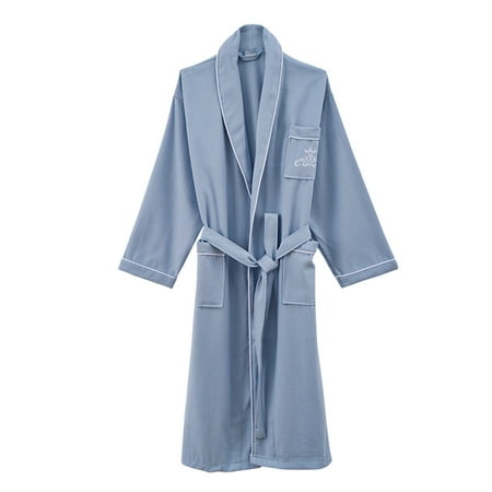 

ViLaViDe All Cotton Four Season Lengthened Beehive Bathrobe Bathrobe Nightgown Housewear Couples