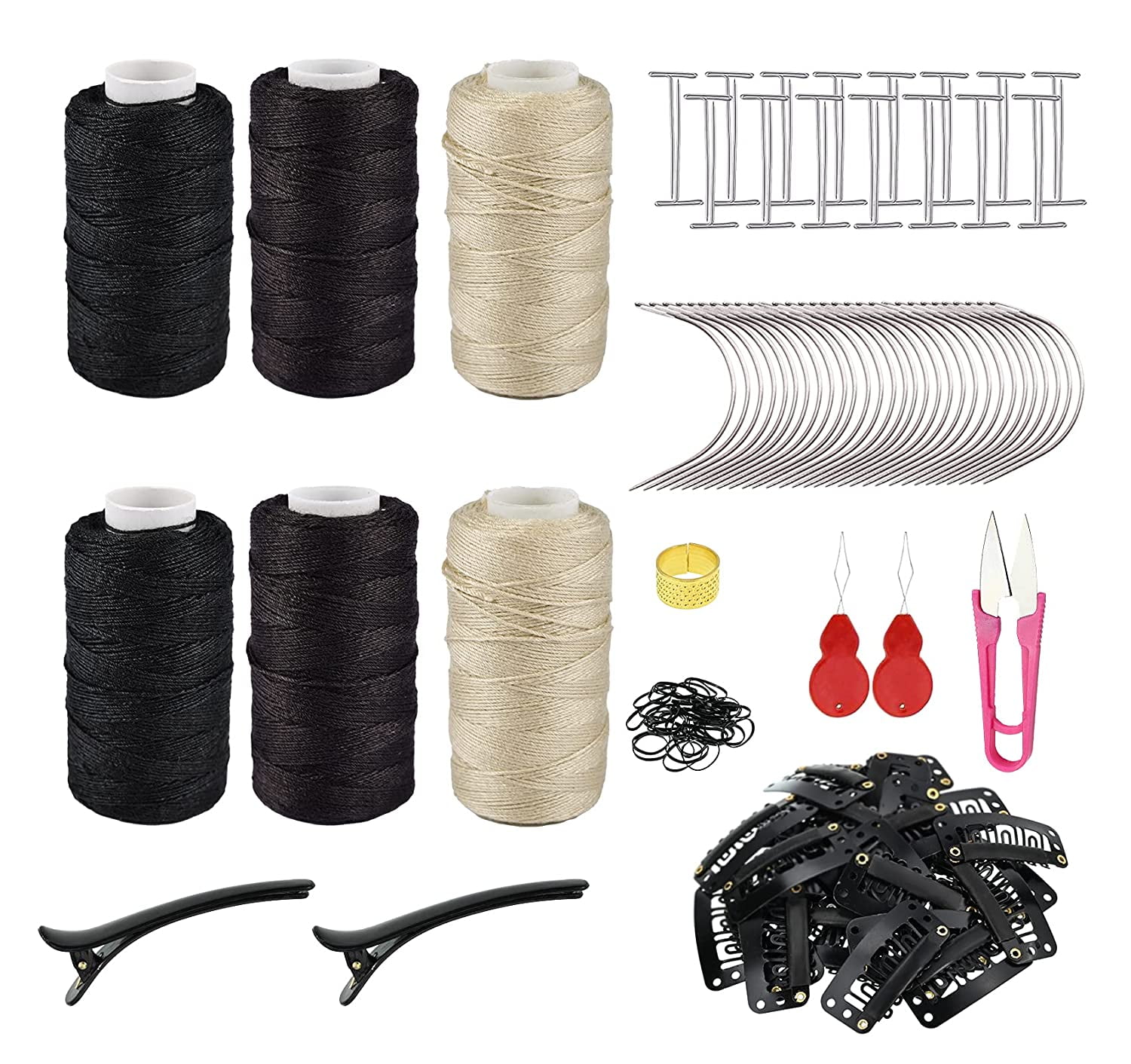 Hair Thread for Hair Extensions Black Thread for Wig，Sewing Scissors,Hair Thread for Making Wig Making Wig Special Line 