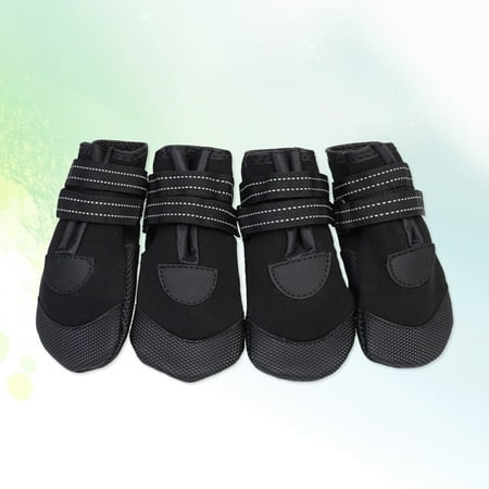 MLINS 4pcs Winter Warm Pet Dog Shoes Waterproof Small Boots Cloth Non-Slip Reflective Boots for Dogs Pet Accessories(Black)