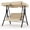 Khaki, variant on MemoryField Outdoor Porch Swing with Adjustable Canopy, 3-Seat Patio Swing Chair with Stand, Metal Frame Patio Swing for Garden, Backyard & Poolside, Dark Gray