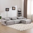 thumbnail image 5 of SEENYOO 117" Modular Sofa, L Shaped Sectional Couch, Chenille 3+1 Seater Couch, Deep-Seat Design, Modular Combination, Bamboo Joint Shape, Grey, 5 of 10